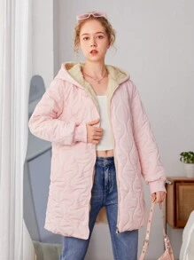 Teen Girl Casual And Simple Style Urban Warm Thermal Lined Padded Coat