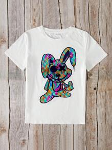 INAWLY Cartoon Printed Short Sleeve Casual 2pcs/Set