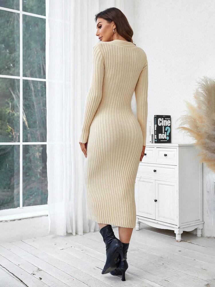 Women's Twist Knit Sweetheart Neck Sweater Dress