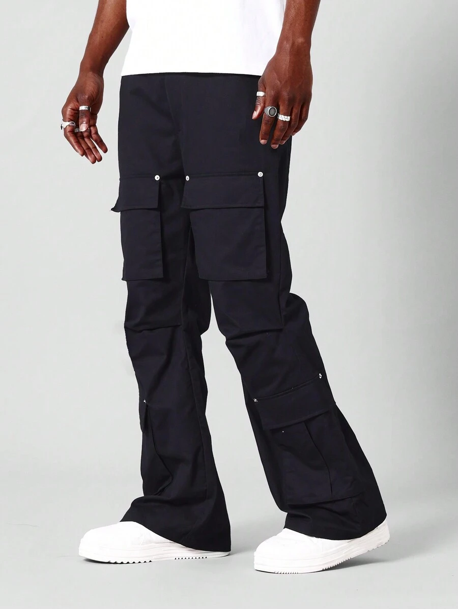 SUMWON Flare Fit Cargo Trouser - Black - View 1