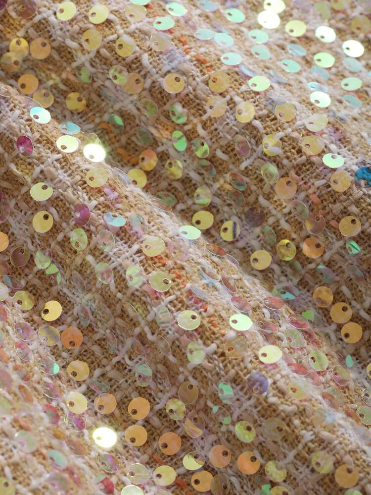 High Waist Straight Sequin Skirt