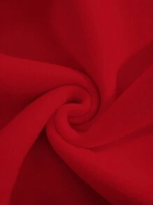 EURMUSE 女款純色帶拉繩的毛絨連帽衫 - 紅色 - 查看 3