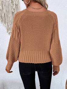 SHEIN Frenchy 女士插肩袖开衫 - 棕色 - 查看 2