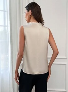 Firerie Draped Collar Sleeveless Satin Tank Top