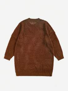 ROMWE PUNK Suéter de punto con ojales de manga larga de talla grande