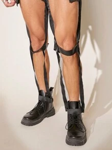 FeverCity Men'S See-Through Woven Sexy Pu Leather Pants - Multicolor - View 5