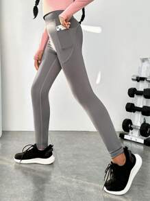 SHEIN Tween Girls Side Pockets Sports Pants 2pcs/Set - Multicolor - View 3