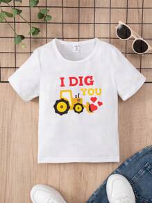 男童卡通印花短袖t恤 - 白色 - 查看 1