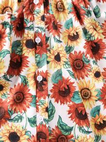 SHEIN Girls' Sunflower Holiday Dress &Bag - Multicolor - View 5