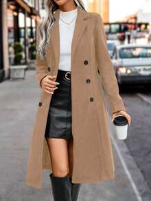 SHEIN Clasi 襟翼雙排扣大衣