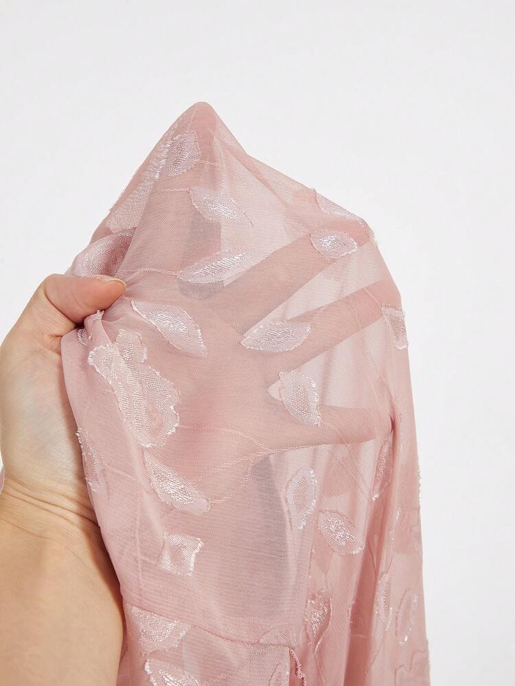 Vintage Elegant Shirt, Semi-Sheer Rose Floral Jacquard Pattern With Ruffle Trim High Neck Long Sleeve Blouse, Suitable For New Year & Christmas Parties