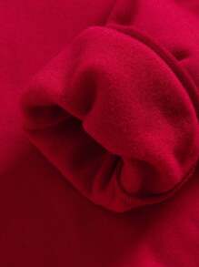 SHEIN 女童休閒圖案印花長袖連帽衛衣,適合秋冬 - 紅色 - 查看 7