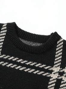 Manfinity Hypemode Men's Plaid Pattern Drop Shoulder Sweater - Multicolor - View 3