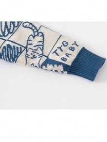 幼兒男童卡通圖案釦扣開衫毛衣 - 藍白色 - 查看 6