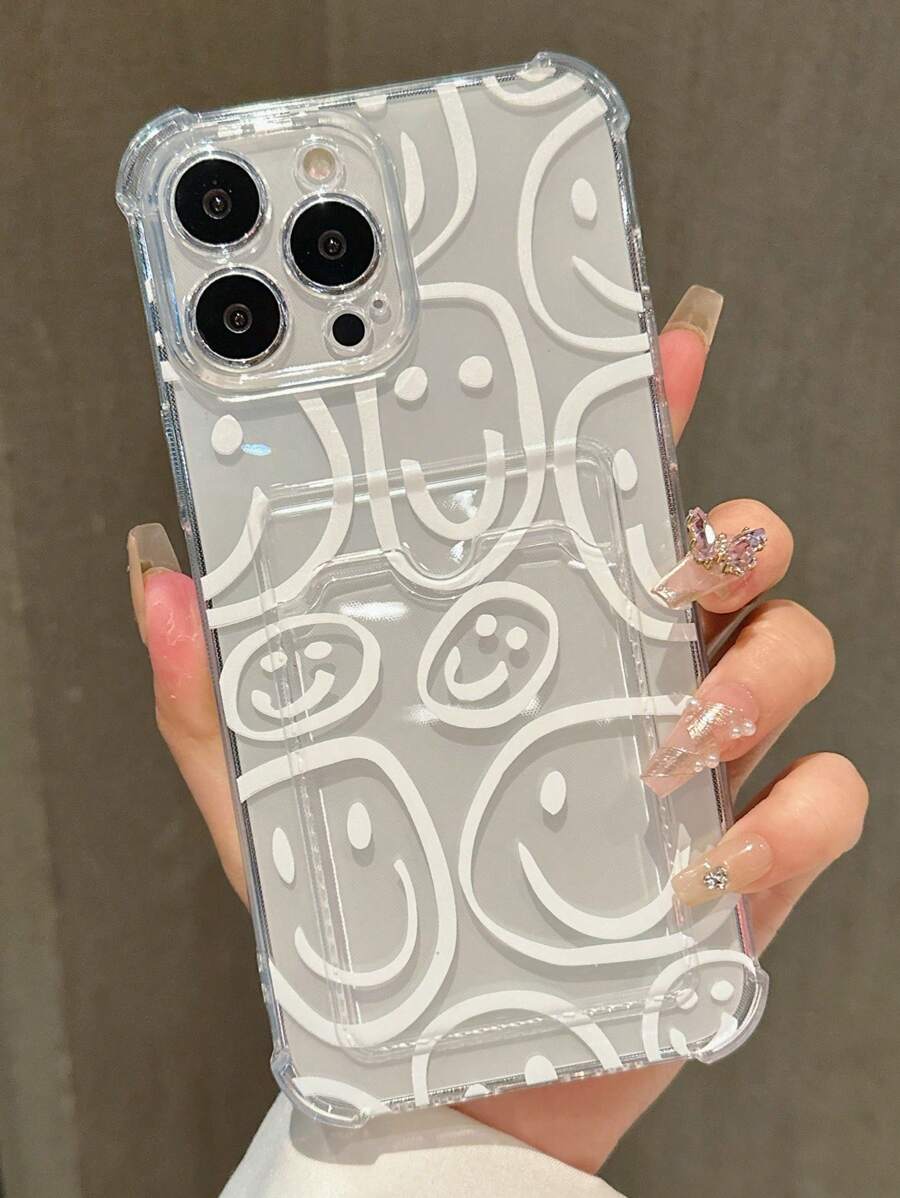 Maria Clara Maia Transparent Card Inserting Smiling Face Phone Case - Multicolor - View 1