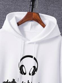 Áo hoodie lót nhiệt in họa tiết cỡ lớn cho nam - trắng - Xem 3
