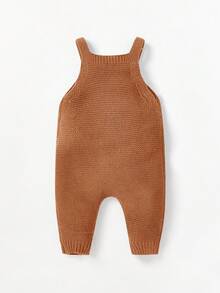 Cozy Pixies 新生兒男寶寶袋式無袖針織連體背帶衣 - 駝色 - 查看 2