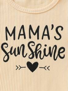 2套寶寶女孩日常休閒字母圖案圓領長袖上衣和長褲套裝,適用於家居 - 彩色 - 查看 8