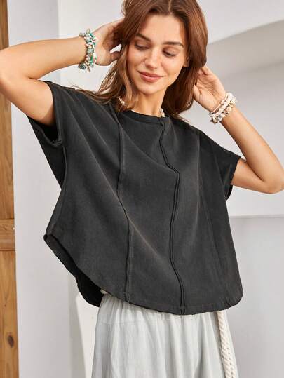 Bohemela 女性實色弧形梯形t恤