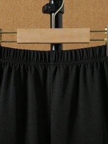 SHEIN Tween Boy Letter Graphic Drop Shoulder 2 In 1 Tee & Shorts - Black - View 4