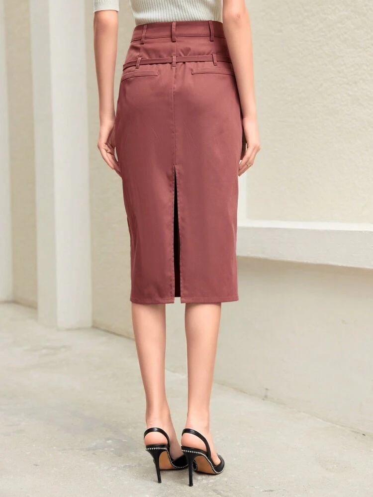 High Waist Solid Color Skirt