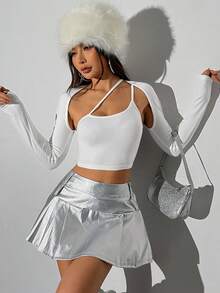 Allurite 女士一字肩上衣和針織開衫 - 白色 - 查看 5