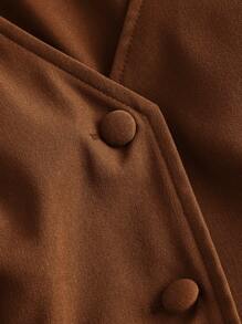 SHEINNeu 無袖拼佈下擺人造口袋連身裙 - 棕色 - 查看 4