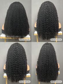 Transparent Lace Kinky Curly 13 X 4 Lace Frontal Wig 180% Density 12-26 Inch Natural Black Color Pre-Plucked Natural Hairline  Lace Human Hair Top Quality Wig For Women - SNatural - View 5
