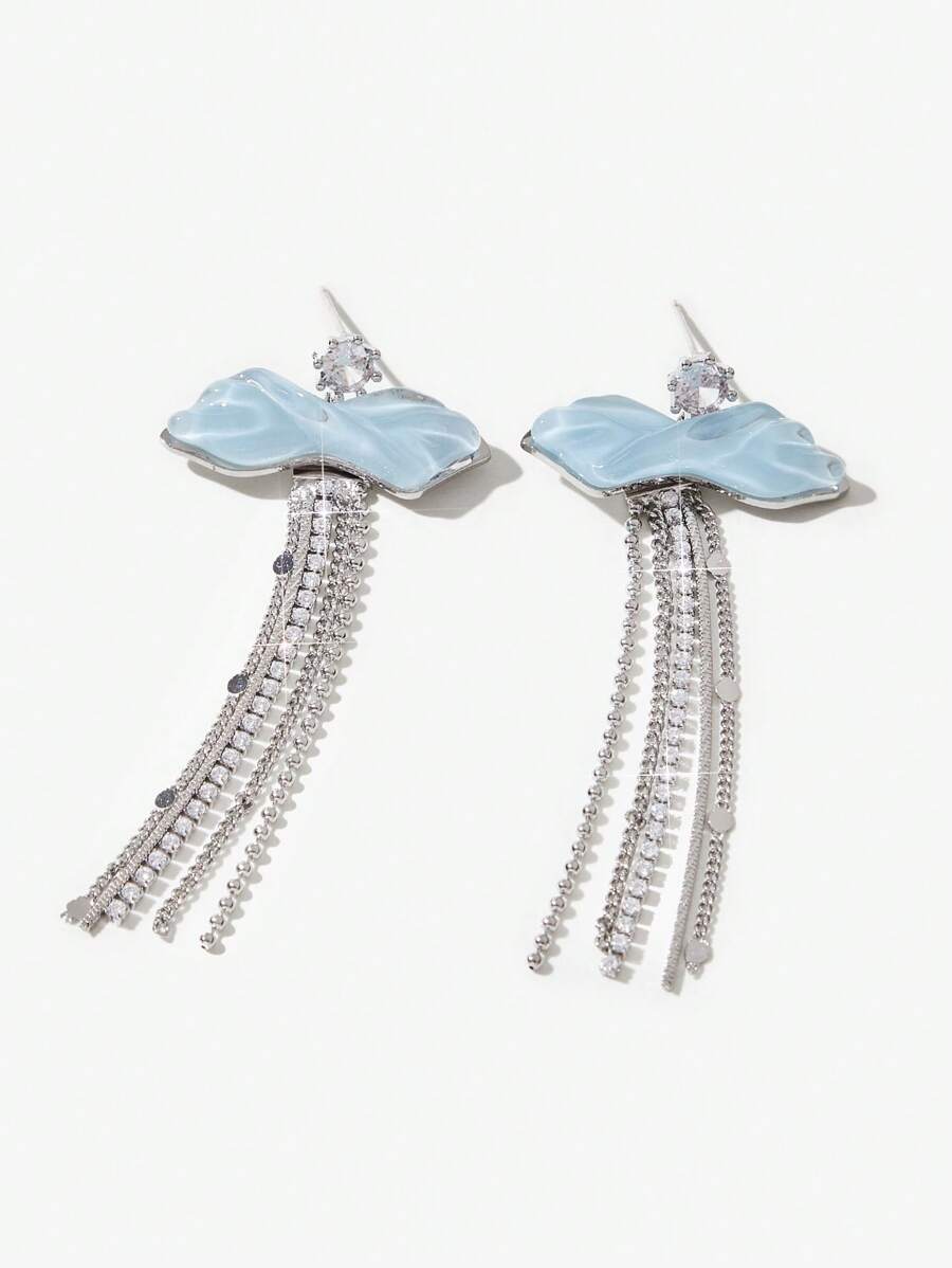 SHEIN ICON 1pair Minimalist Fashion Tassel Earrings With Personalized - Multicolor - View 1