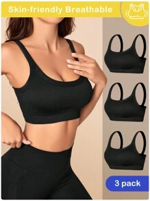 Easithlete Women's Seamless Sports Bra - Black - View 7