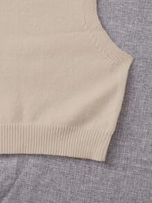Breezaya Women's Round Neck Sweater Vest - Apricot - View 5