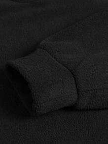 SHEIN EZwear Cartoon Pattern Zipper Hooded Casual Sweatshirt - Black - View 4