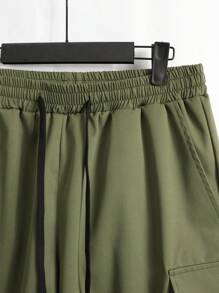 Manfinity Homme 男士度假纯色短袖衬衫和短裤休闲两件套，男友礼物 - 綠色 - 查看 4