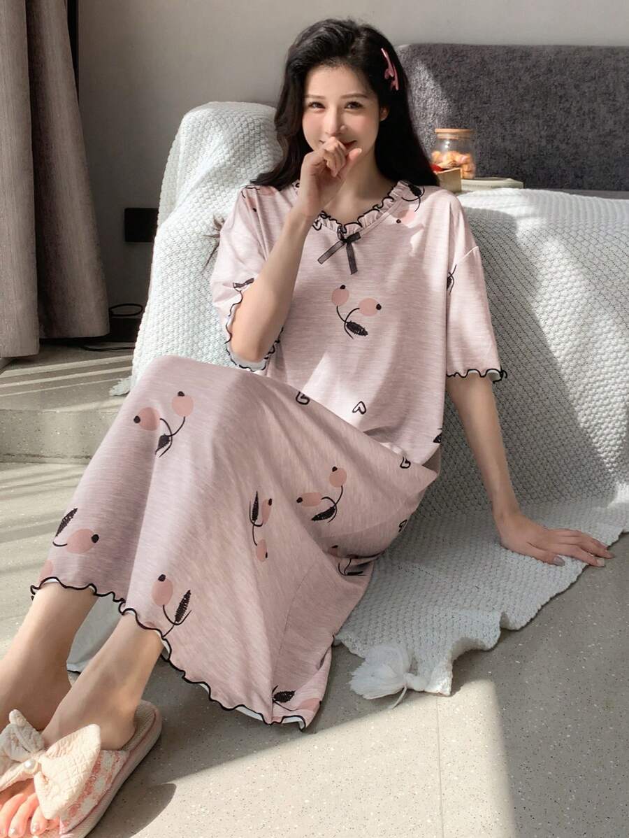 Nơ Trang trí Khối màu Ren Mộc nhĩ Trang phục mặc nhà Đầm - Bụi hồng - Xem 1