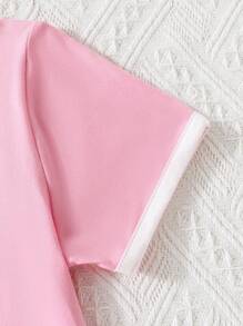 Sparklyn Tween Girl Casual Streetwear Letter Print Bodysuit - Pink - View 7