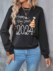 SHEIN LUNE 1 Peça Camiseta Com Estampa Redonda Com Gola