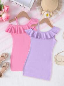 SHEIN Young Girl Fashionable Ruffle Dress For Summer - Multicolor - View 1