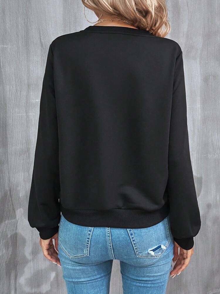 1pc Pattern Printed Round-Neck Sweatshirt