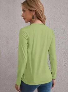 SHEIN EZwear In chuồn chuồn Áo thun Thả vai - Màu xanh Ô liu - Xem 2