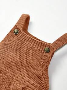 Cozy Pixies 新生兒男寶寶袋式無袖針織連體背帶衣 - 駝色 - 查看 3