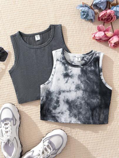 適合青少女夏季穿著的運動款涼爽針織無袖圓領背心，每套2件
