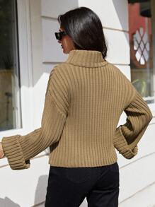 RueChic Golf Dzianina prążkowana Opuszczane ramiona Swetry