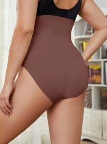 Plus Size High Waist Shapewear Bottoms - Coffee Brown - View 2
