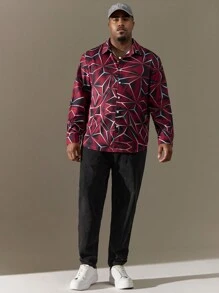 Manfinity LEGND Men'S Plus Size All-Match Printed Long Sleeve Casual Shirt