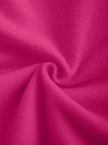 INAWLY 带袋鼠口袋、十字图案、保暖衬里、长袖上衣的连帽运动衫 - 玫紅色 - 查看 7