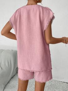SHEIN Essnce Vest & Shorts Two Piece Set - Pink - View 2