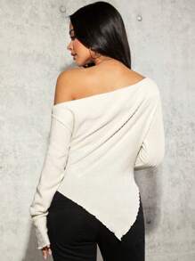 MaterniChic Maternity Asymmetrical Collar Long Sleeve T-Shirt