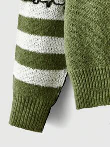 ROMWE Fairycore 蘑菇圖案拼色落肩毛衣 - 彩色 - 查看 4