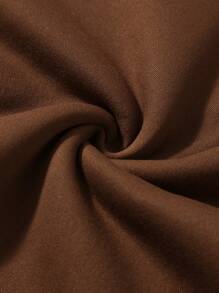 SHEIN EZwear Kích thước lớn Một nửa khóa kéo Đứng cổ áo Màu thuần Giải trí Áo nỉ - Cà phê nâu - Xem 5