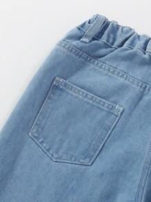 Tween 女孩時尚拼色無彈牛仔褲,甜美又前衛的風格 - 彩色 - 查看 3